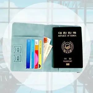 파스텔 해외여행 케이스 민트 가죽 여권 트레블월렛 (WFI89E3)