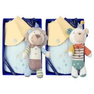 [갤러리아] (압소바출산,백일,유아내의세트)룽스요루바디슈트+사자,곰돌딸랑이(A11-10632SET)