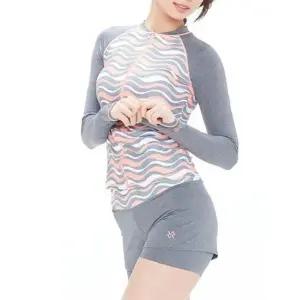 쿠기 여자 수영복 레쉬가드 물결 비치웨어 세트 3p (WFIGELN)