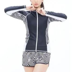 쿠기 여자 수영복 프린팅 레쉬가드 비치웨어 세트 4p (WFIGELG)