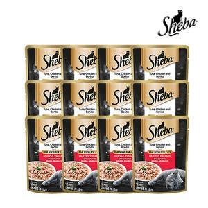 [쉬바] 파우치 고양이간식 습식사료 참치와 치킨 70G 12개[29339138]