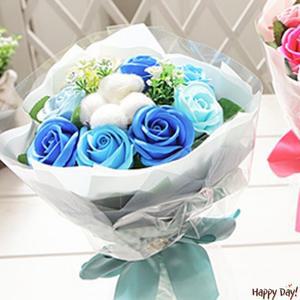 목화꽃다발 코튼 로즈 꽃다발 블루 졸업식 중학교 고등 초등 학교 생일 기념일