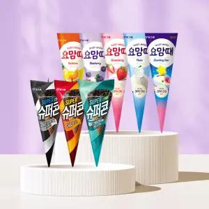 [6+6] 빙그레 요맘때콘 슈퍼콘 8종 12개 골라담기 / 플레인 스트로베리 슈팅스타 레인보우 블루베리 초코 민트초코 쿠앤크