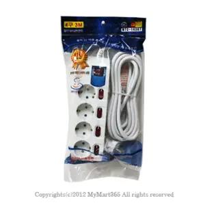 (일신)4구3M절전코드비교환용콘센트_3078/멀티탭/멀티/개별/콘샌트/가정용/사무실/문어발/멀티텝/스위치