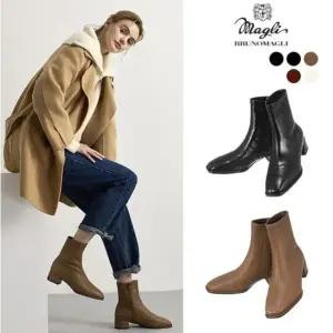 [롯데백화점]브루노말리 (브루노말리) 스퀘어 양가죽 스트레치 앵클부츠 BM015