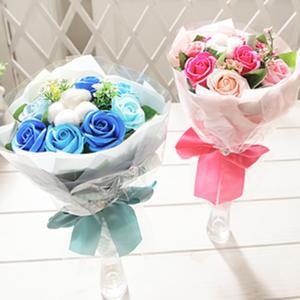 고등졸업꽃다발 초등 중등 고등 학생 학교 졸업식 코튼 로즈 비누꽃 장미 꽃다발 선물 블루