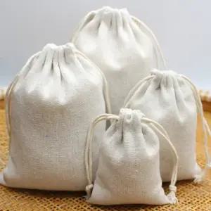 무지 파우치 린넨 복주머니 조리개 가방 스트링 더스트백 여행용 화장품 생리대 이너백 백인백