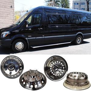 Deebior K16A 16인치 스테인리스 이중 휠 시뮬레이터, 허브캡 스냅 4개, 2012- 닷지, 메르세데스 및 프레이트라이너 스프린터 밴용 러그 18 핸드 홀 휠 커버 6개 장착