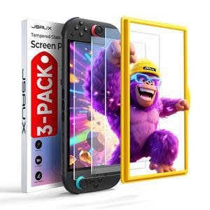 닌텐도 스위치 2용 JSAUX 3팩 강화 유리 스크린 프로텍터 (2025), 가이드 프레임 울트라 HD 유리 프로텍터 스위치 2용 9H 경도 스크래치 방지 액세서리로 쉽게 설치할 수 있습니다