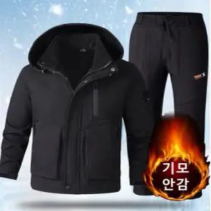 남성용 기모 상하복 세트 겨울 작업복 근무복 낚시 등산복