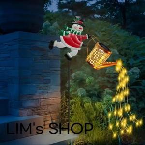 아웃도어 태양광 눈사람 잔디등 금속 물뿌리개 조명 산타클로스 걸이등 정원 크리스마스 장식