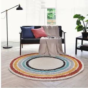 한일카페트 먼지없는 수입 러그 원형 레인보우 R120 BNS