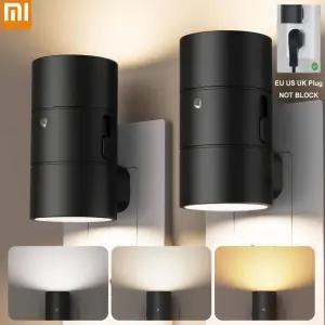콘센트등 취침등 수면등 벽에 Xiaomi 야간 조명 콘센트 EU 영국 황혼 새벽 램프 LED 센서 침실 용 3색 디밍