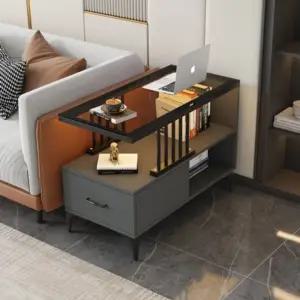 거실 쇼파 협탁 옆 그레이블랙수납 선반 소파 사이드테이블 틈새 블랙유리