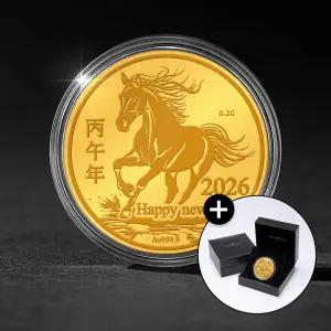 골드팡 24k 2026 병오년 붉은말 순금코인 0.2g + 프리미엄 가죽패키지