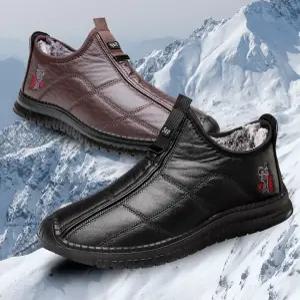 남자 융털 기모 안감 겨울 보온 가죽 방한화 로퍼 남성 편안한 착화감 구두 미끄럼방지