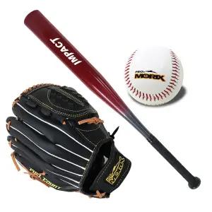 임팩트 알루미늄 야구배트+야구글러브+야구공 세트 어린이용 성인용 펑고