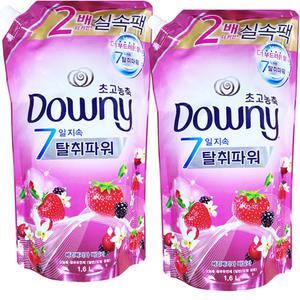 다우니 초고농축 탈취파워 섬유유연제 베리베리와 바닐라크림 리필 1.6L 2개