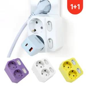 [1개+1개] 더좋은 멀티탭 회전 2구 개별 콘센트