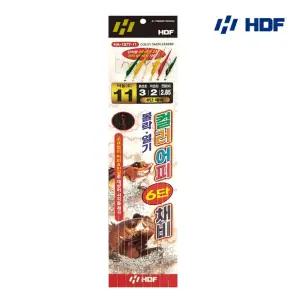 해동조구사 HA-1877 볼락 열기 컬러 어피 6단 카드 채비 어피카드 낚시채비 묶음바늘