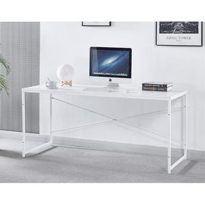 160x60cm 화이트 우드 일자상판 철제다리 사무실 업무 책상 인테리어