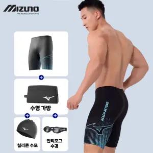 미즈노 MIZUNO 남성 4부 5부 수영복 강습용 세트 N2CB3120 수모 수경 가방