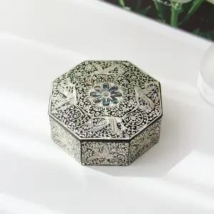 나전칠기 학당초 팔각 자개함 12센티