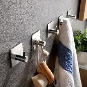 무타공 스텐 매직 후크 접착식 벽옷걸이 FW-9 5개/걸이/욕실/수건/부착/강력/고리/다용도/소품/주방/붙이는