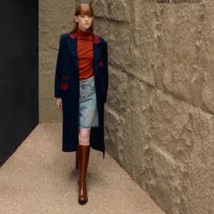 제시뉴욕 24fw 배색 롱 코트 (IEA-NRHL0830-네이비)