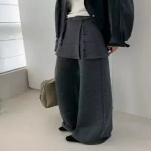 여성 겨울 롱 와이드 치마바지  랩 기모 슬랙스 팬츠