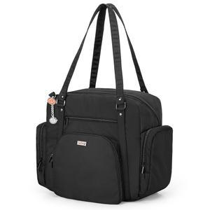 패딩 처리된 바닥이 있는 LoDrid 간호사 토트백, 가정 건강을 위한 간호사 유틸리티 백, 지퍼가 달린 간호사 작업 토트백, 15.6인치 노트북 레이어, 간호사 용품 전용 여러 포켓, 검은색, 가방