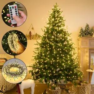 홈메이드 크리스마스 트리 전구 지네전구 장식 LED 조명 3컬러-6M 200등 배터리형