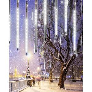 쿨 화이트 20 튜브 유성 샤워 고드름 조명 480개의 LED 빗방울 조명과 타이머 기능 계단식 낙하 빗방울 조명이 홀리데이 파티 크리스마스 장식에 사용됩니다