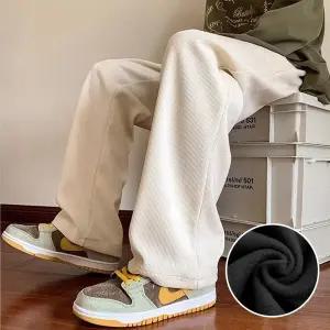 남성 겨울 코듀로이 기모 와이드 밴딩 팬츠 골덴 플리스 일자 융털 일자 남자바지