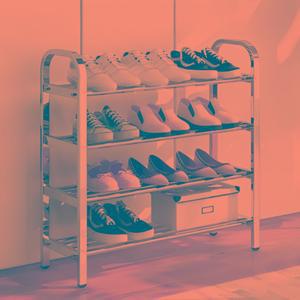 스테인리스 광택 파이프선반 다용도 수납 렉 신발장 4단