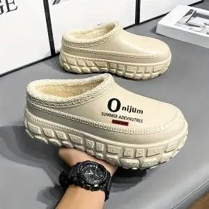 호환   겨울 슬립온 샌들 커플 스타일 두꺼운 밑창 키높이 털 안감 따뜻한 신발