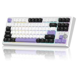 MAGEGEE 75 무선 크리미 핑크 기계식 키보드 개스킷 RGB 백라이트 게이밍 키캡 4G BT5 USB 스왑 가능 맞춤형 화이트 아이보리 스위치 PC MAC XBOX용 윈트리 퍼플 DS 3E