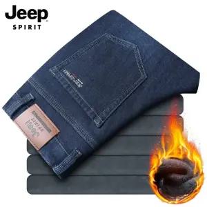 JEEP SPIRIT 남성 기모 청바지 가을 겨울 스트레이트 스판 바지