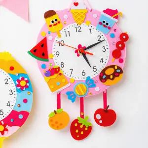 펠트 벽걸이 시계 만들기 키트 바느질 diy 시간 공부 실꿰기