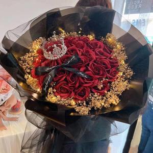 졸업꽃다발 99개의 빨간색 분홍색 장미 별꽃 프로포즈 약혼 부케 영원한 인공 여자친구 휴일 생일 선물
