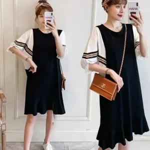 편안한 임산부 원피스 신축성 좋은 여름 용 캐주얼 면 (WFIGZC6)