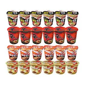 농심 신라면컵, 62g, 6개 + 튀김우동컵, 62g, 6개 + 새우탕컵, 67g, 6개 + 짜파게티범벅, 70g, 6개