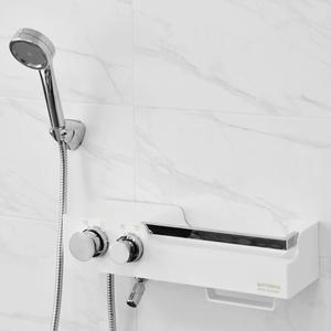 욕실 화장실 샤워박스 수납형 선반 샤워기수전 화이트