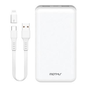 모디스 슬림 듀얼 보조배터리 10000mAh C타입 케이블 + 8핀 젠더 화이트 SPE-2PCPPB100A