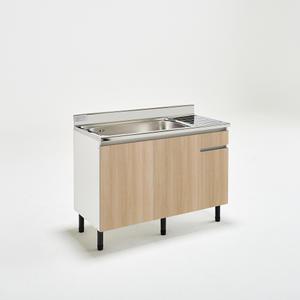 유코스 완제품 주방 사무실 원룸 탕비실 스텐 상판 보급형 싱크대 - 1200 개수대(좌) 오크