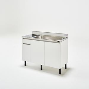 유코스 완제품 주방 사무실 원룸 탕비실 스텐 상판 보급형 싱크대 - 1200 개수대(우) 화이트