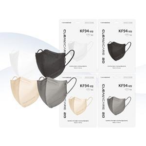 [한송 크린케어][국내생산] 한송 크린케어 KF94 2D 새부리형 4중필터 대형 마스크 화이트/블랙/연황색/진