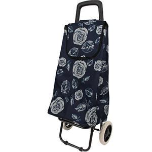 네이비장미 대형 시장바구니캐리어 접이식카트 쇼핑 핸드 바퀴달린장바구니 손수레 구루마 가방