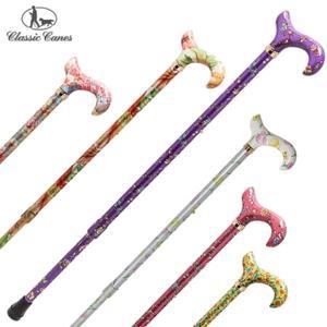클래식케인즈 티파티꽃무늬길이조절식지팡이 노인지팡이