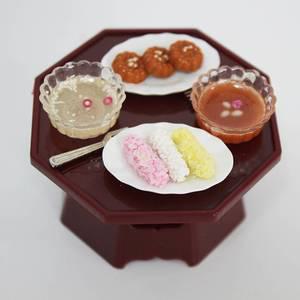 미니어처 다과상 세트 식혜,수정과,약과,한과 납골당꾸미기 제사상 장식 추모관 봉안당 소품